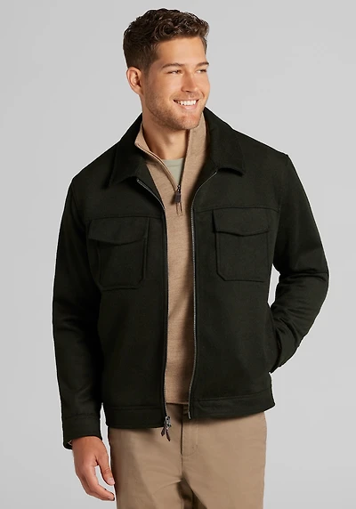 Men's Jos. A. Bank Tailored Fit Ike Bomber Jacket at Jos. A. Bank, Green/Olive