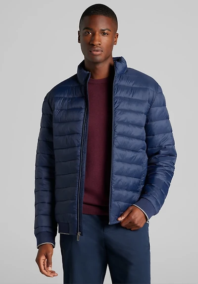 Men's Traveler® Collection Tailored Fit Puffer Jacket at Jos. A. Bank, Blue/Navy Blazer