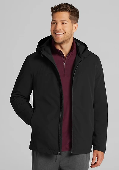 Men's Traveler Collection Tailored Fit Hooded Performance Jacket at Jos. A. Bank, Black