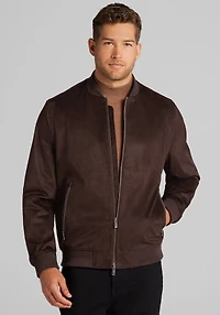 Men's Jos. A. Bank Tailored Fit Faux Suede Bomber Jacket at Jos. A. Bank, Brown/Mole