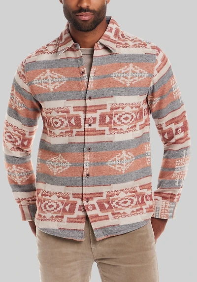 Men's Weatherproof Vintage Tailored Fit Southwest Jacquard Shirt Jacket at Jos. A. Bank, Orange/Rust