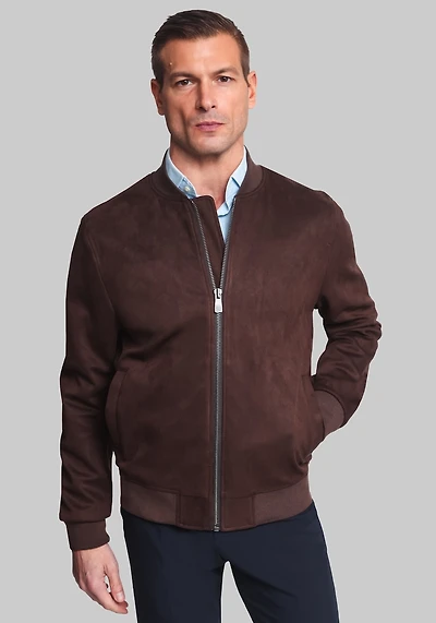 Men's Hart Schaffner Marx Hampton Faux Suede Bomber Jacket at Jos. A. Bank, Brown