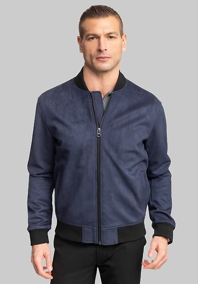 Men's Hart Schaffner Marx Hampton Faux Suede Bomber Jacket at Jos. A. Bank, Blue/Navy