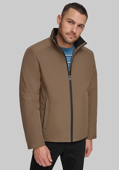 Men's Calvin Klein Tailored Fit FlexTech Stand Collar Jacket at Jos. A. Bank, Dark Tan