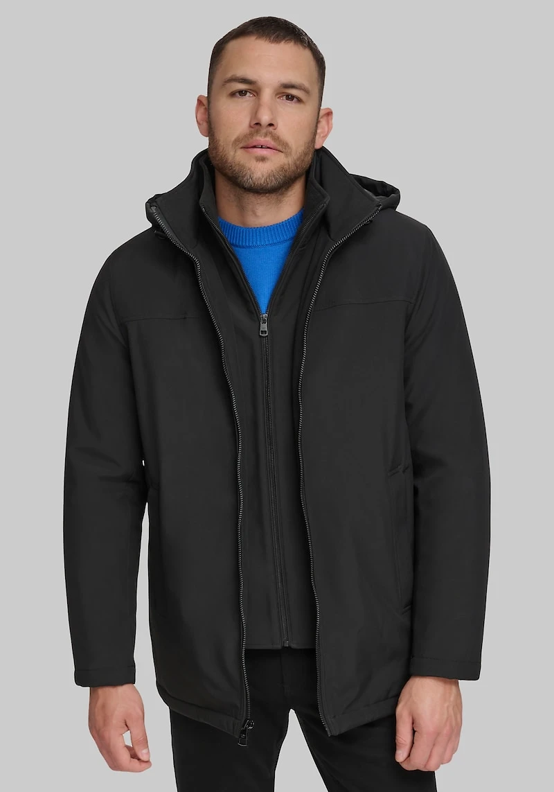 Men's Calvin Klein Tailored Fit FlexTech Overcoat at Jos. A. Bank, Black