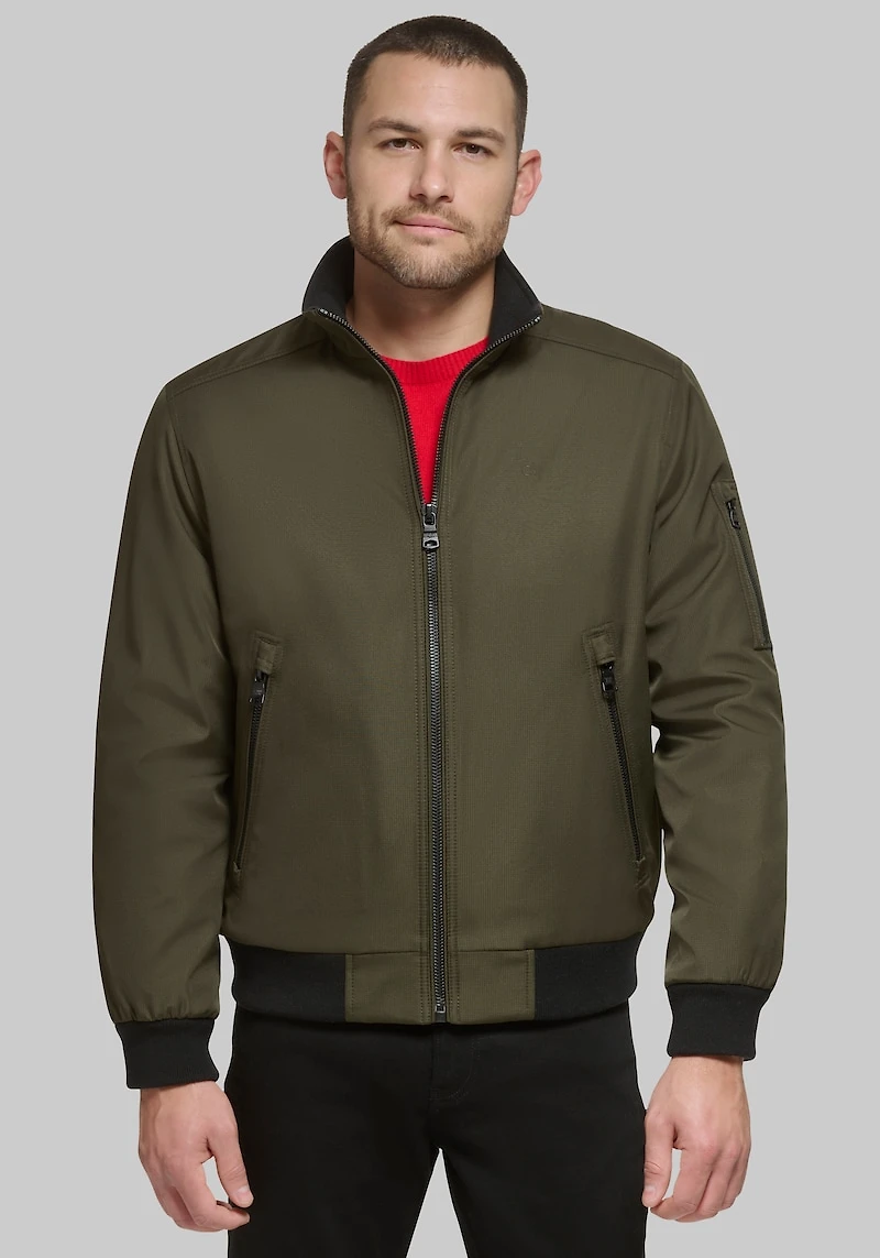 Men's Calvin Klein Tailored Fit Classic Ripstop Bomber Jacket at Jos. A. Bank, Green/Olive