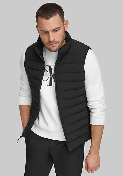 Men's Calvin Klein Tailored Fit Stretch Puffer Vest at Jos. A. Bank, Black