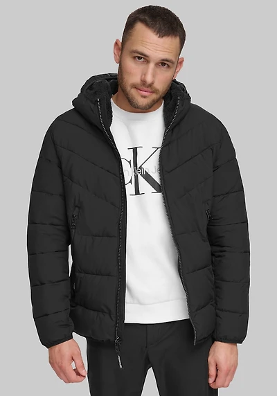 Men's Calvin Klein Tailored Fit Hooded Stretch Jacket at Jos. A. Bank, Black