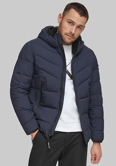 Men's Calvin Klein Tailored Fit Hooded Stretch Jacket at Jos. A. Bank, Blue/Navy