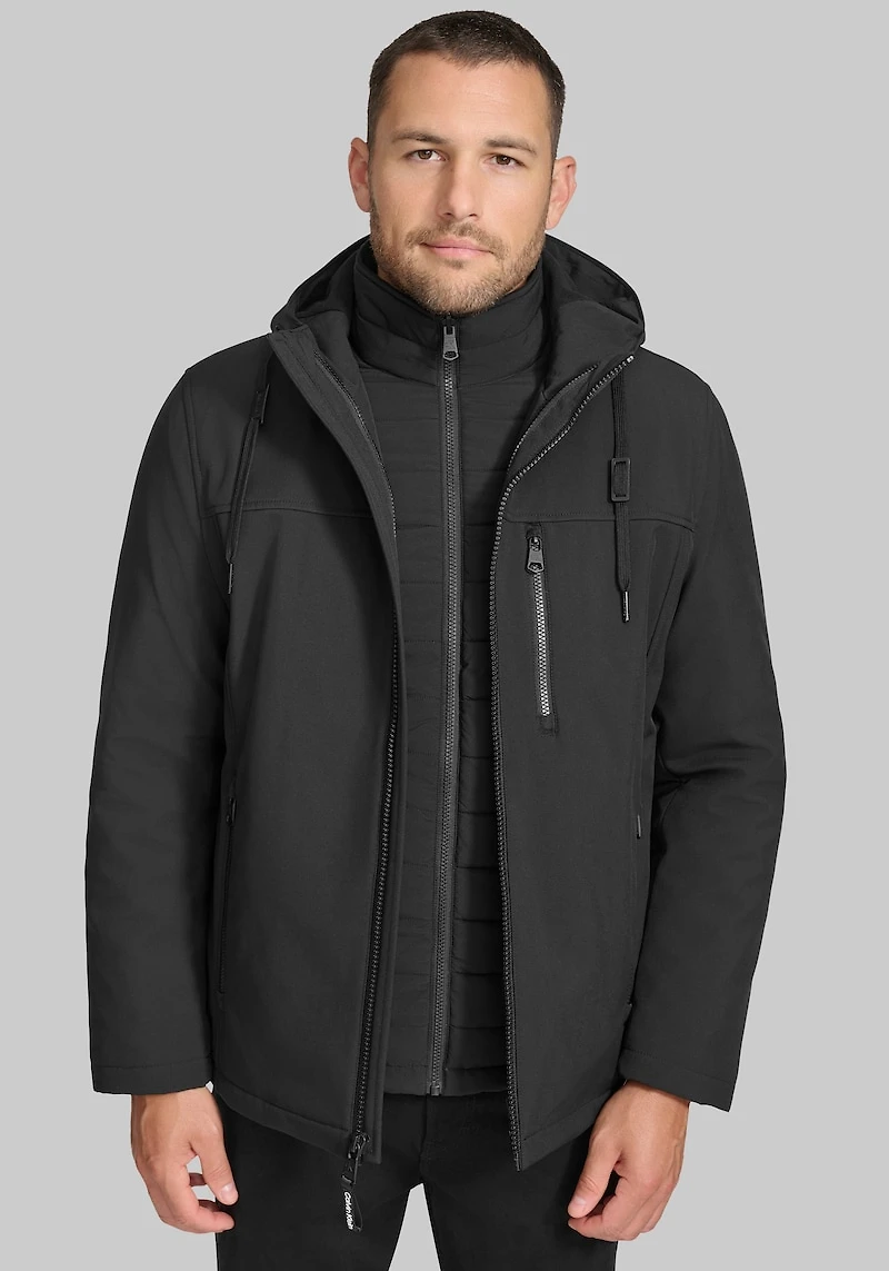 Men's Calvin Klein Tailored Fit Soft Shell 3-in-1 Systems Jacket at Jos. A. Bank, Black