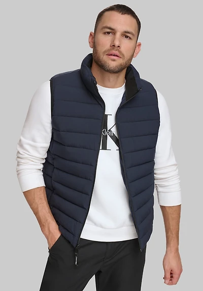 Men's Calvin Klein Tailored Fit Stretch Puffer Vest at Jos. A. Bank, Blue/Navy