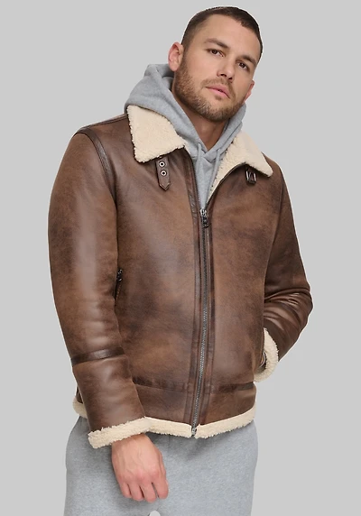 Men's Calvin Klein B-3 Faux Shearling Jacket at Jos. A. Bank, Brown