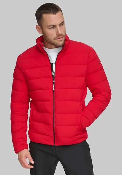 Men's Calvin Klein Tailored Fit Stretch Puffer Jacket at Jos. A. Bank, Red