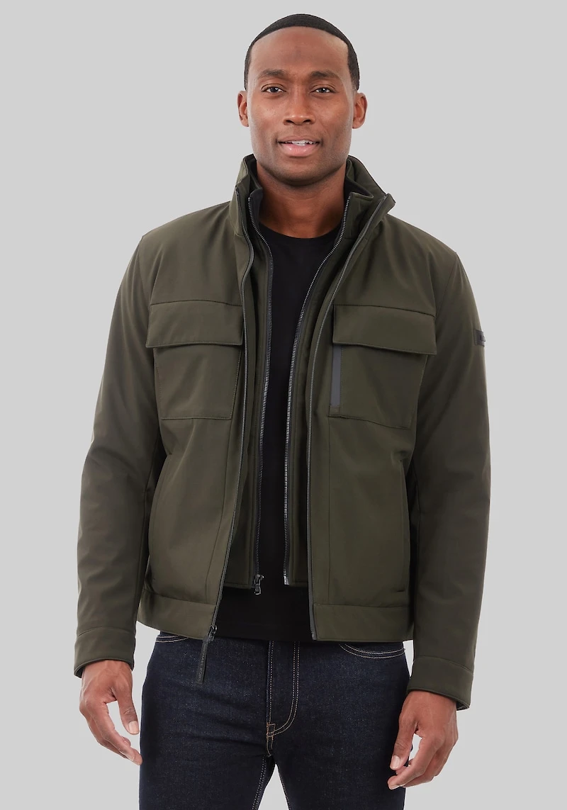 Men's Michael Kors Tailored Fit Soft Shell Hipster Jacket at Jos. A. Bank, Green/Olive