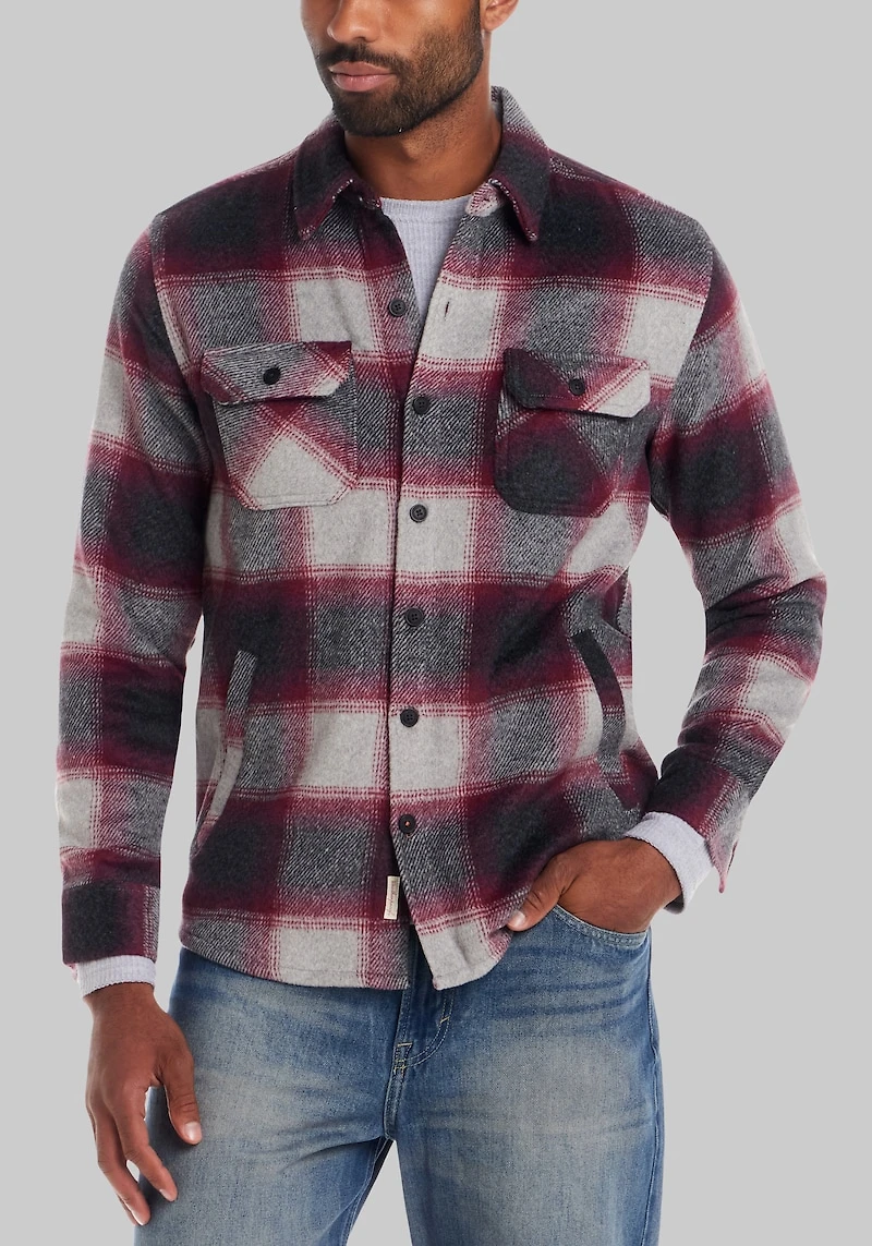 Men's Weatherproof Vintage Traditional Fit Plaid Shirt Jacket at Jos. A. Bank, Burgundy