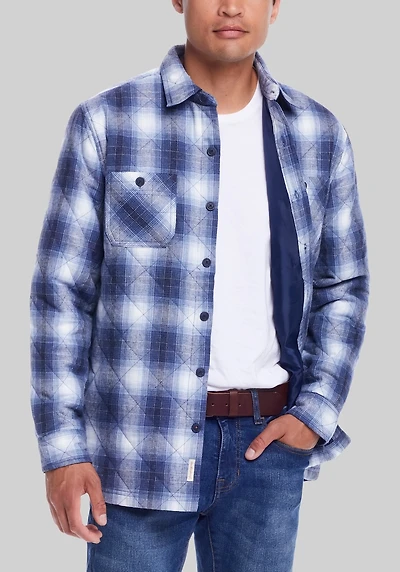 Men's Weatherproof Vintage Traditional Fit Plaid Quilted Shirt Jacket at Jos. A. Bank, Blue