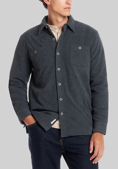 Men's Weatherproof Vintage Traditional Fit Faux Sherpa-Lined Shirt Jacket at Jos. A. Bank, Charcoal/Grey