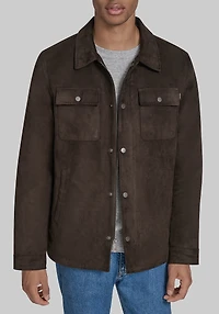 Men's Dockers Traditional Fit Faux Microsuede Shacket at Jos. A. Bank, Dark Brown