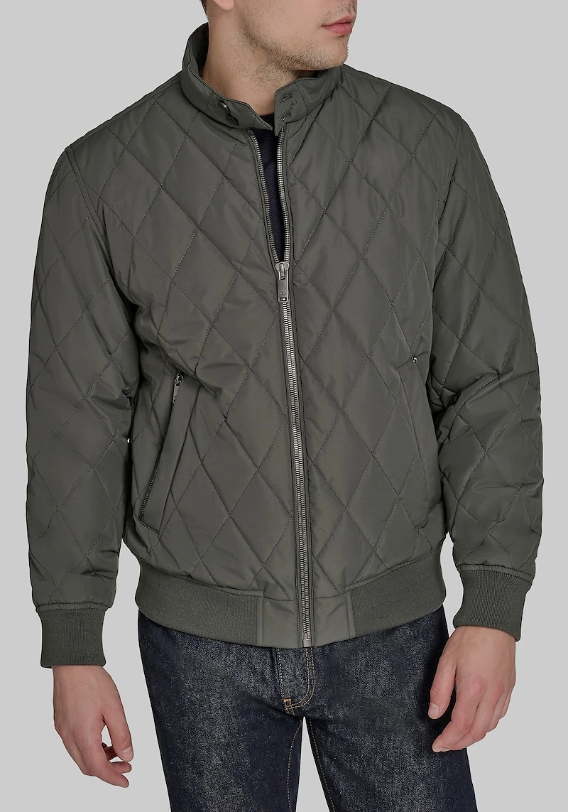 Men's Dockers Traditional Fit Diamond Quilted Bomber Jacket at Jos. A. Bank, Dark Green