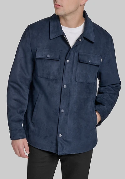 Men's Dockers Traditional Fit Faux Microsuede Shacket at Jos. A. Bank, Blue/Navy