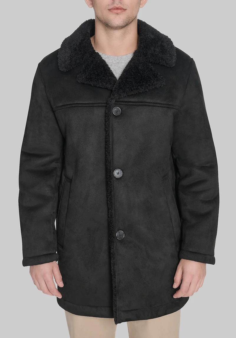 Men's Dockers Traditional Single-Breasted Faux Shearling Coat at Jos. A. Bank, Black
