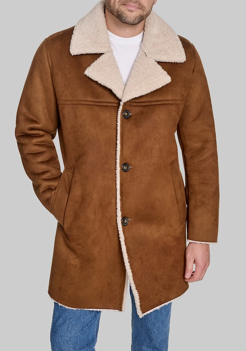 Men's Dockers Traditional Single-Breasted Faux Shearling Coat at Jos. A. Bank, Brown/Tobacco