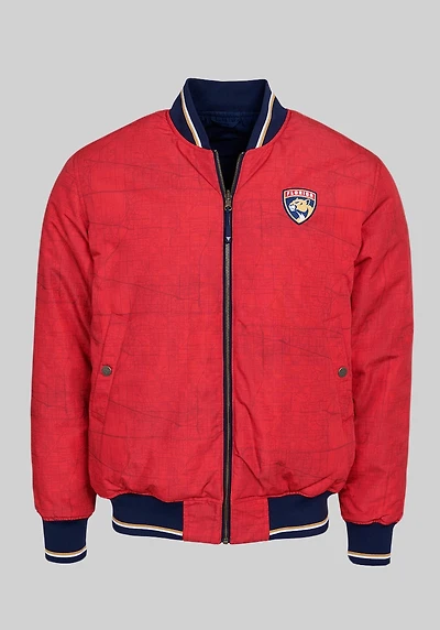 Men's NHL® Florida Panthers Tailored Fit Reversible Bomber at Jos. A. Bank, Blue/Navy