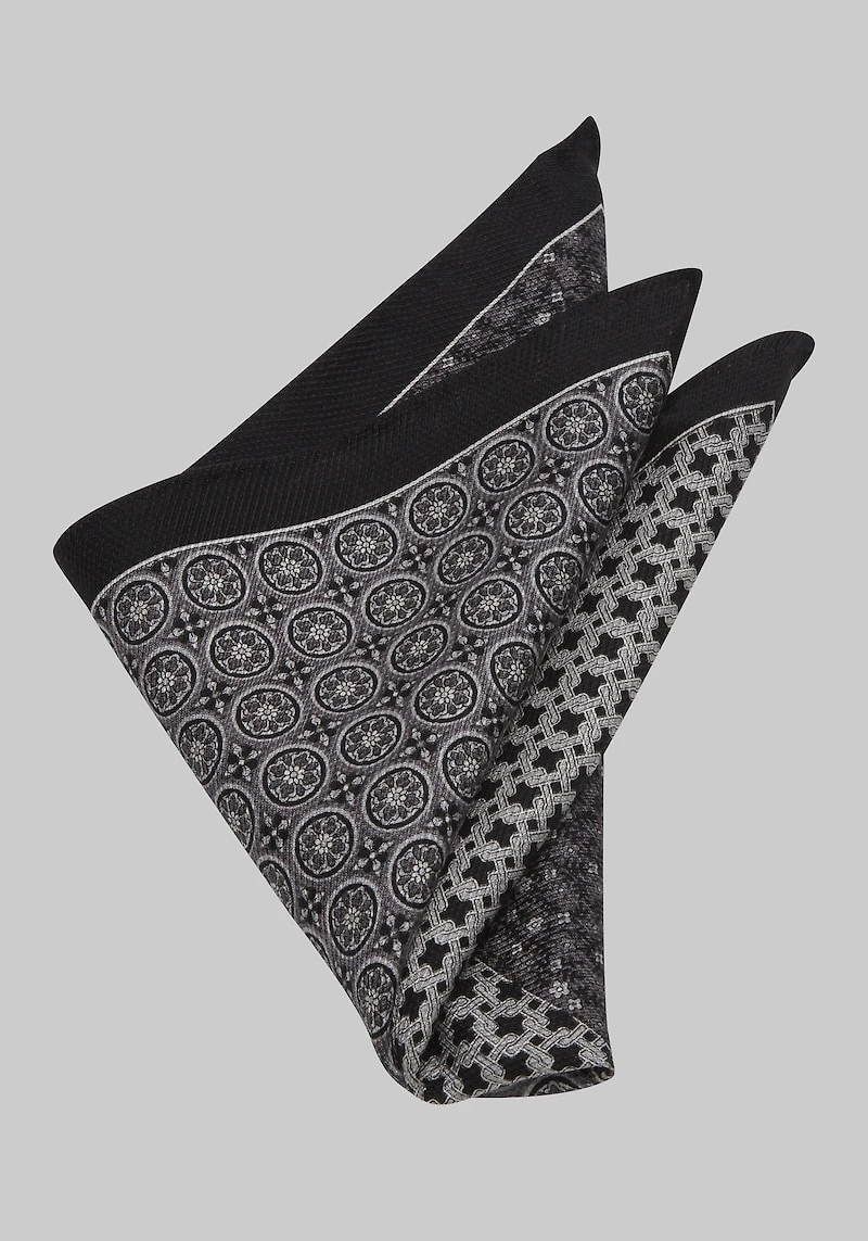 Men's Jos. A. Bank Four Pattern Pocket Square at Jos. A. Bank, Black,