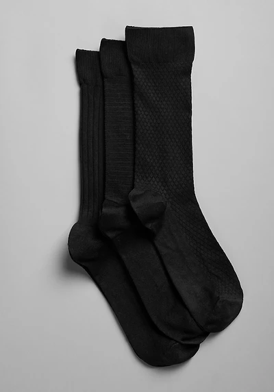 Men's Tonal Patterned Dress Socks, 3-Pack at Jos. A. Bank, Black,