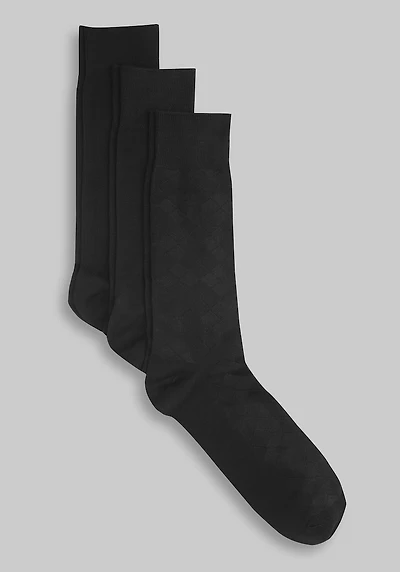Men's Jos. A. Bank Rayon Blend Dress Socks, 3-Pack at Jos. A. Bank, Black,