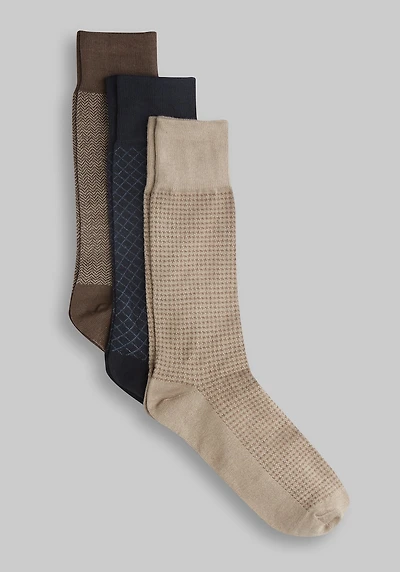 Men's Jos. A Bank Patterned Dress Socks, 3-Pack at Jos. A. Bank, Brown/Khaki,