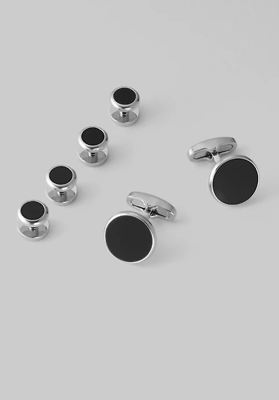 Men's Jos. A. Bank Onyx Cufflink & Studs Set at Jos. A. Bank, Metal Silver/Metals,