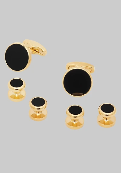 Men's Jos. A. Bank Onyx Cufflink & Studs Set at Jos. A. Bank, Metal Gold/Metals,