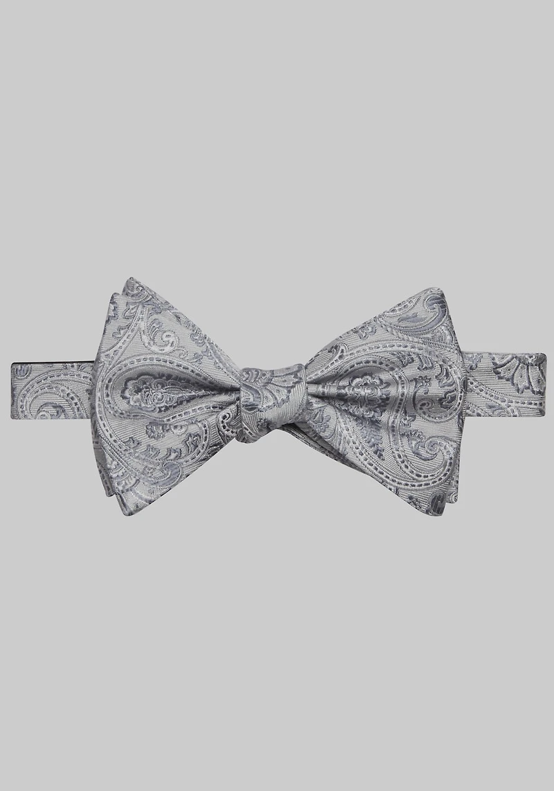 Men's Jos. A. Bank Tonal Paisley Satin Self-Tie Bow Tie at Jos. A. Bank, Grey/Silver,