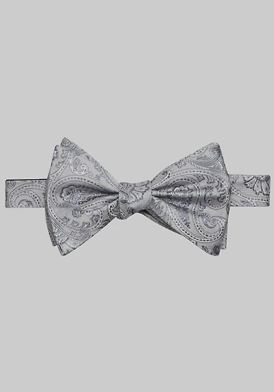 Men's Jos. A. Bank Tonal Paisley Satin Self-Tie Bow Tie at Jos. A. Bank, Grey/Silver,