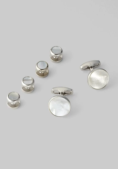 Men's Jos. A. Bank Mother-of-Pearl Cufflink & Stud Set at Jos. A. Bank, Metal Silver/Metals,