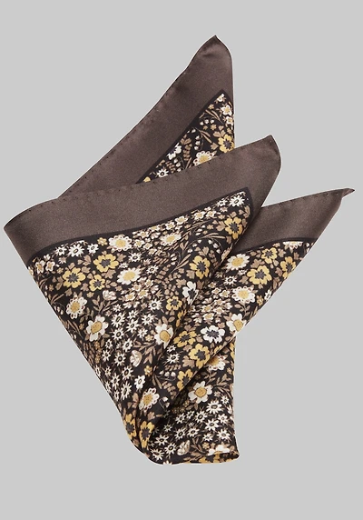 Men's Jos. A. Bank Floral Silk Pocket Square at Jos. A. Bank, Brown,