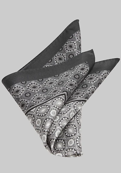 Men's Jos. A. Bank Satin Medallion Duo Pocket Square at Jos. A. Bank, Black,
