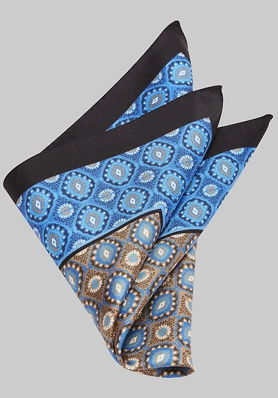 Men's Jos. A. Bank Satin Medallion Duo Pocket Square at Jos. A. Bank, Blue,