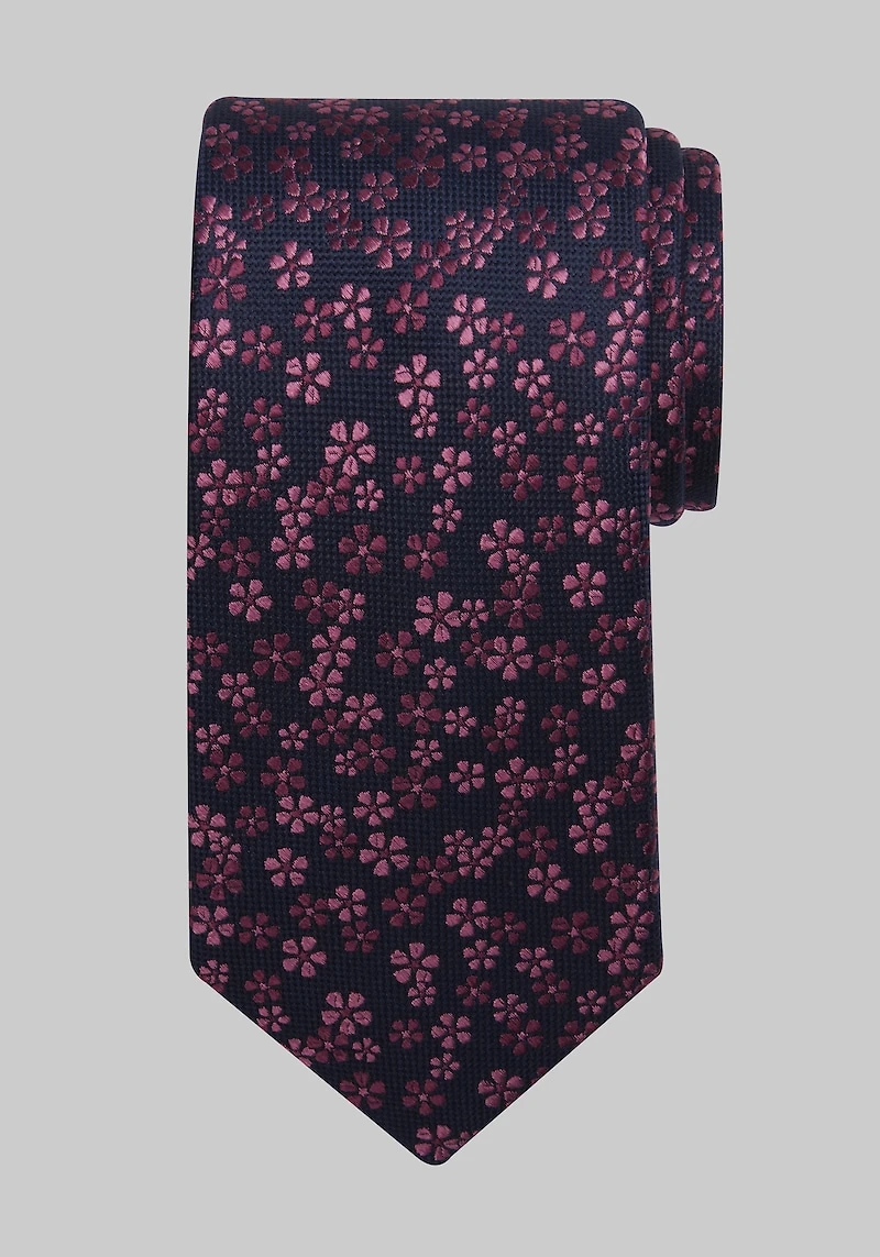 Men's Traveler Collection Modern Floral Tie - Long at Jos. A. Bank, Berry/Burgundy,