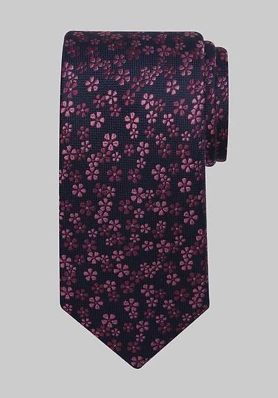 Men's Traveler Collection Modern Floral Tie - Long at Jos. A. Bank, Berry/Burgundy,
