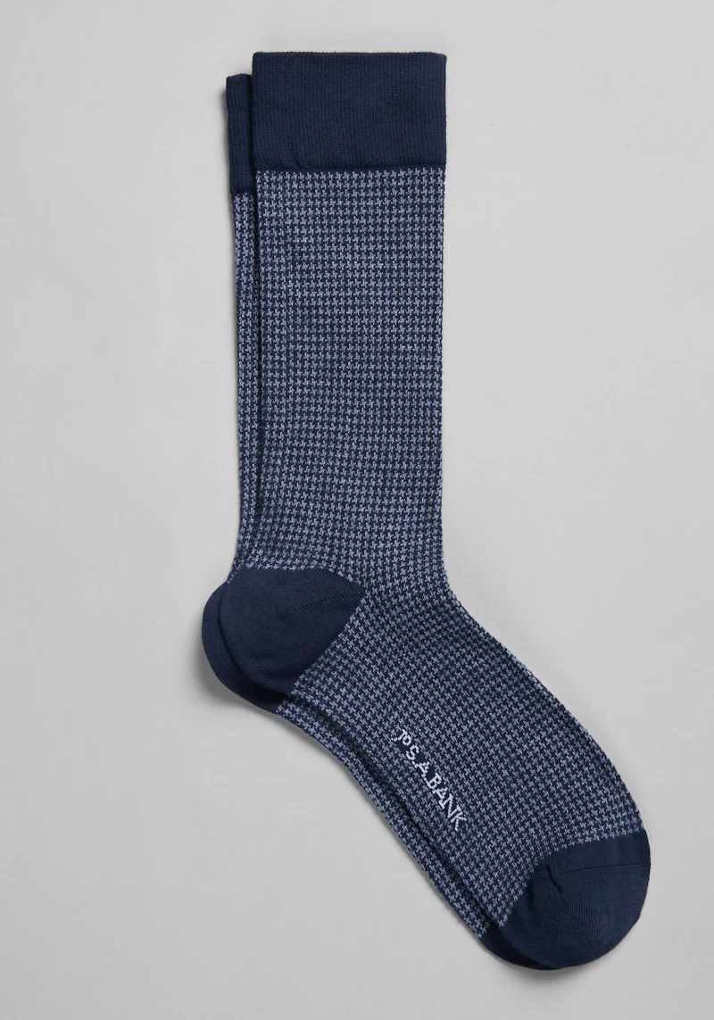Men's Jos. A. Bank Houndstooth Dress Socks, 1 Pair at Jos. A. Bank, Blue/Navy Heather,