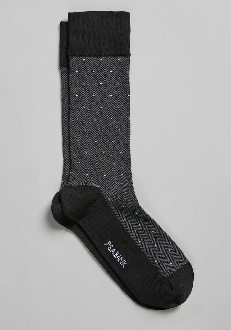 Men's Jos. A. Bank Dot & Herringbone Socks, 1 Pair at Jos. A. Bank, Black,