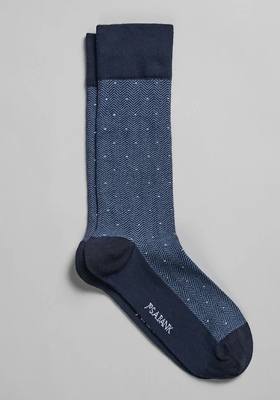 Men's Jos. A. Bank Dot & Herringbone Socks, 1 Pair at Jos. A. Bank, Blue/Navy,