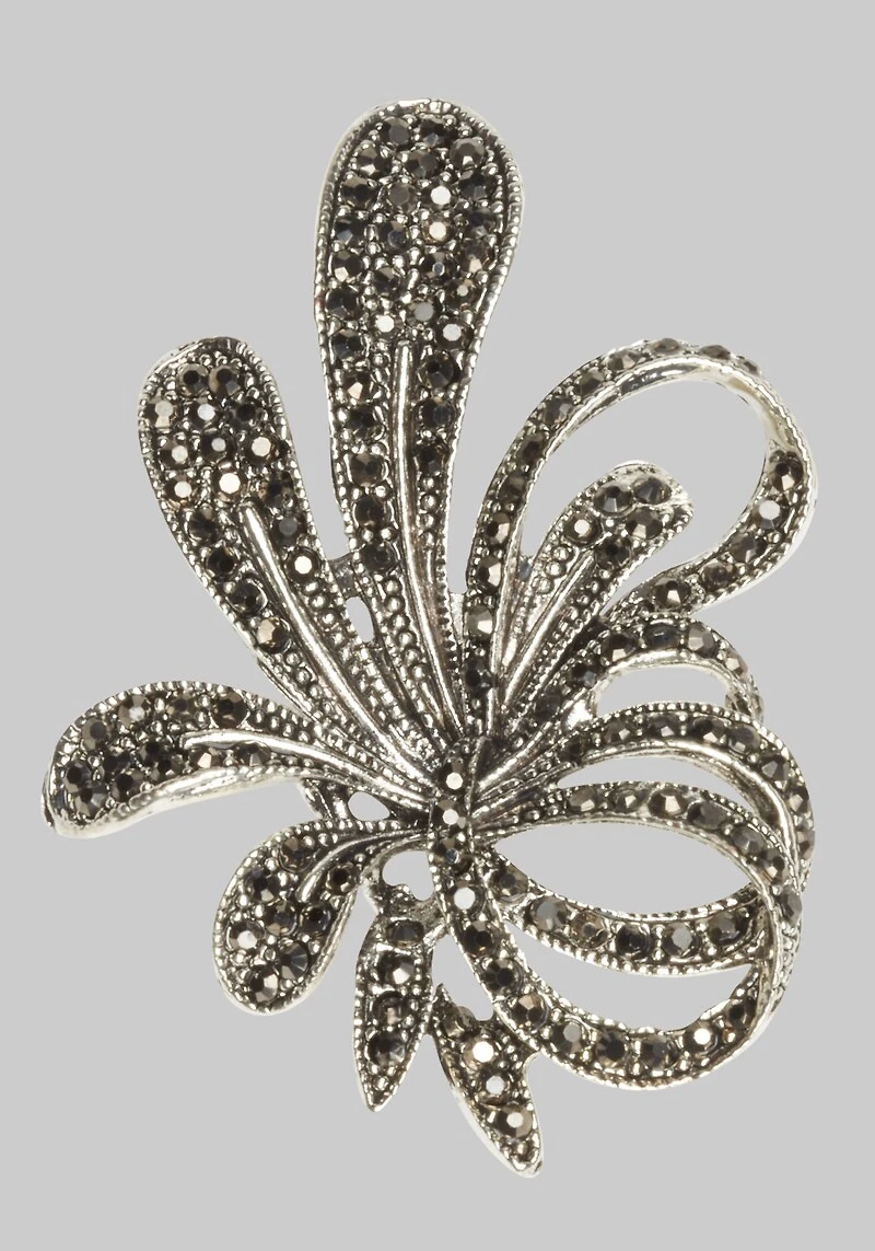 Men's Jos. A. Bank Sweeping Floral Crystal Lapel Pin at Jos. A. Bank, Gunmetal/Metals,