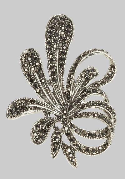 Men's Jos. A. Bank Sweeping Floral Crystal Lapel Pin at Jos. A. Bank, Gunmetal/Metals,