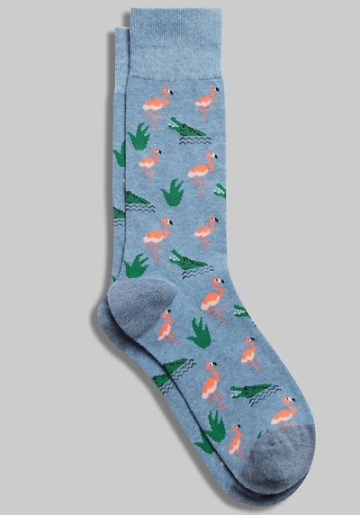 Men's Jos. A. Bank Flamingo & Crocodile Socks at Jos. A. Bank, Light Blue,