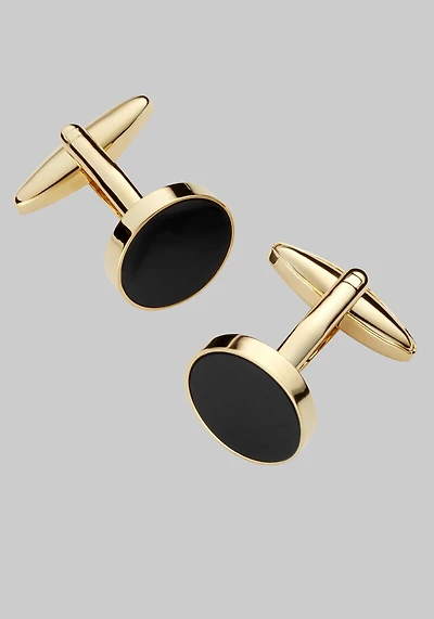 Men's Jos. A. Bank Circle Onyx Cufflinks at Jos. A. Bank, Black/Gold/Metals,