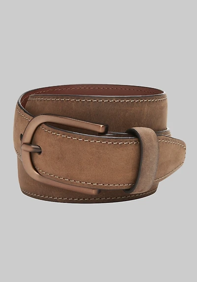 Men's Johnston & Murphy Topstitched Oiled Leather Belt - Long at Jos. A. Bank, Brown,