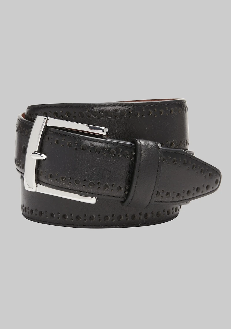 Men's Johnston & Murphy Perforated Edge Leather Belt at Jos. A. Bank, Black